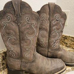 Ariat Womens Brown With Pink Stitching Cowboy Boots Size 8.5