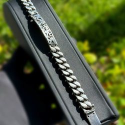 Jewelry .925 sterling silver cuban bracelet nameplate Mohamed 9.00” 5.50mm 95.9g
