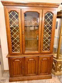 Two-Piece China Cabinet / Hutch – Glass Doors, Storage Base, $150 OBO