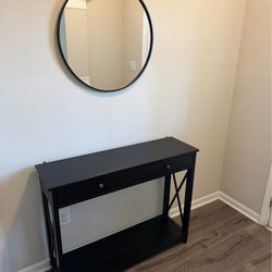 Entry table and 24” Round Mirror