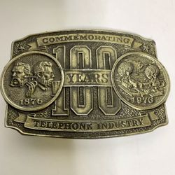 Vintage Limited Edition 100 Years 1976 Telephone Industry Brass Belt Buckle