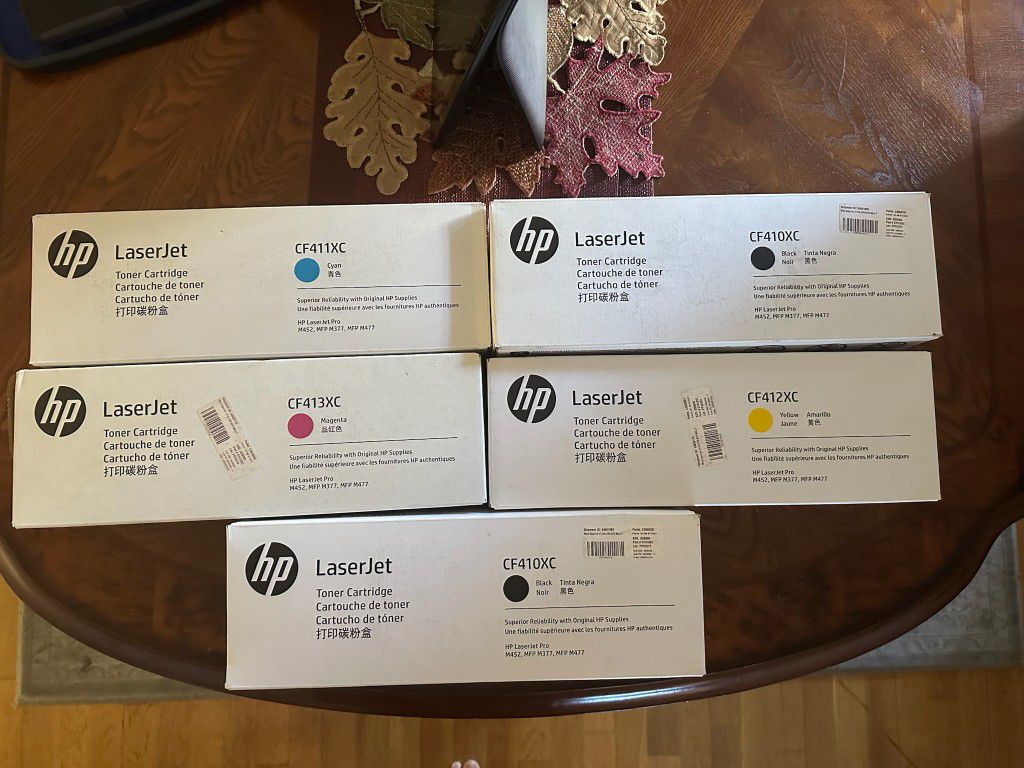 HP LaserJet Printer Toner Cyan, Yellow, Black, Magenta.