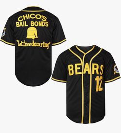 Bad News Bears  Kelly Leak #12 Tanner Boyle Stitched Movie 1976 Chico's Bail Bonds Baseball Jersey