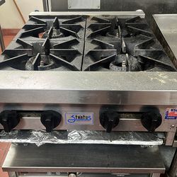 24" Hot Plate 4 Nat Gas Open Burner Commercial Stratus