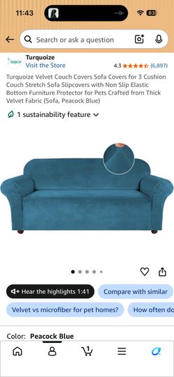 Velvet sofa slipcover