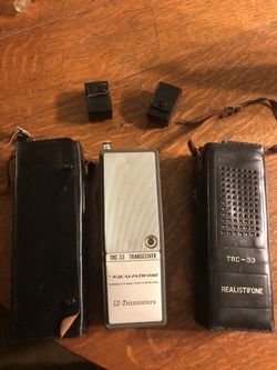 Antique TRC -33 Walkie Talkies w/ ear pieces and cases