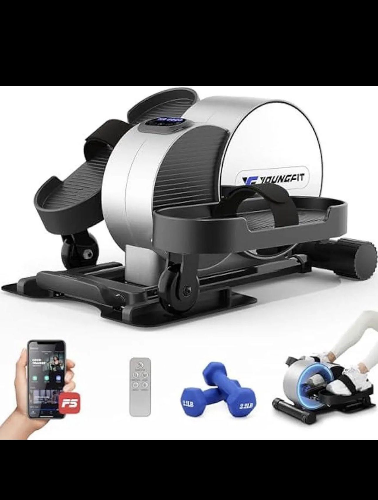 Youngfit Under Desk Elliptical Machine w/ Remote & Weights