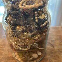 Jar Of Costume Jewelry 