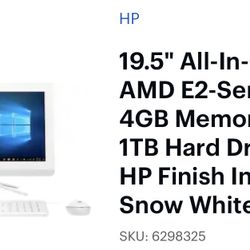 19.5" All-In-One - AMD E2-Series - 4GB Memory - 1TB Hard Drive - HP Finish In Snow White