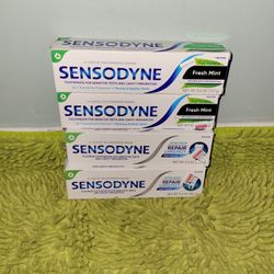 4 Sensodyne Toothpaste 2 Fresh Mint 4oz/2 Deep Repair 3.4oz)