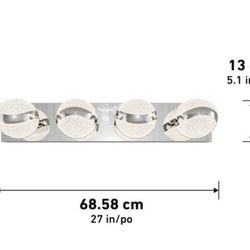 Artika
Wavey 27 in. 4-Light Chrome Modern Integrated LED Vanity Light Bar for Bathroom with Glass Crystals