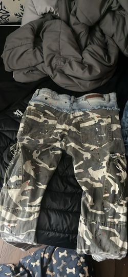 Camo Cargo Pants with Denim Waistband