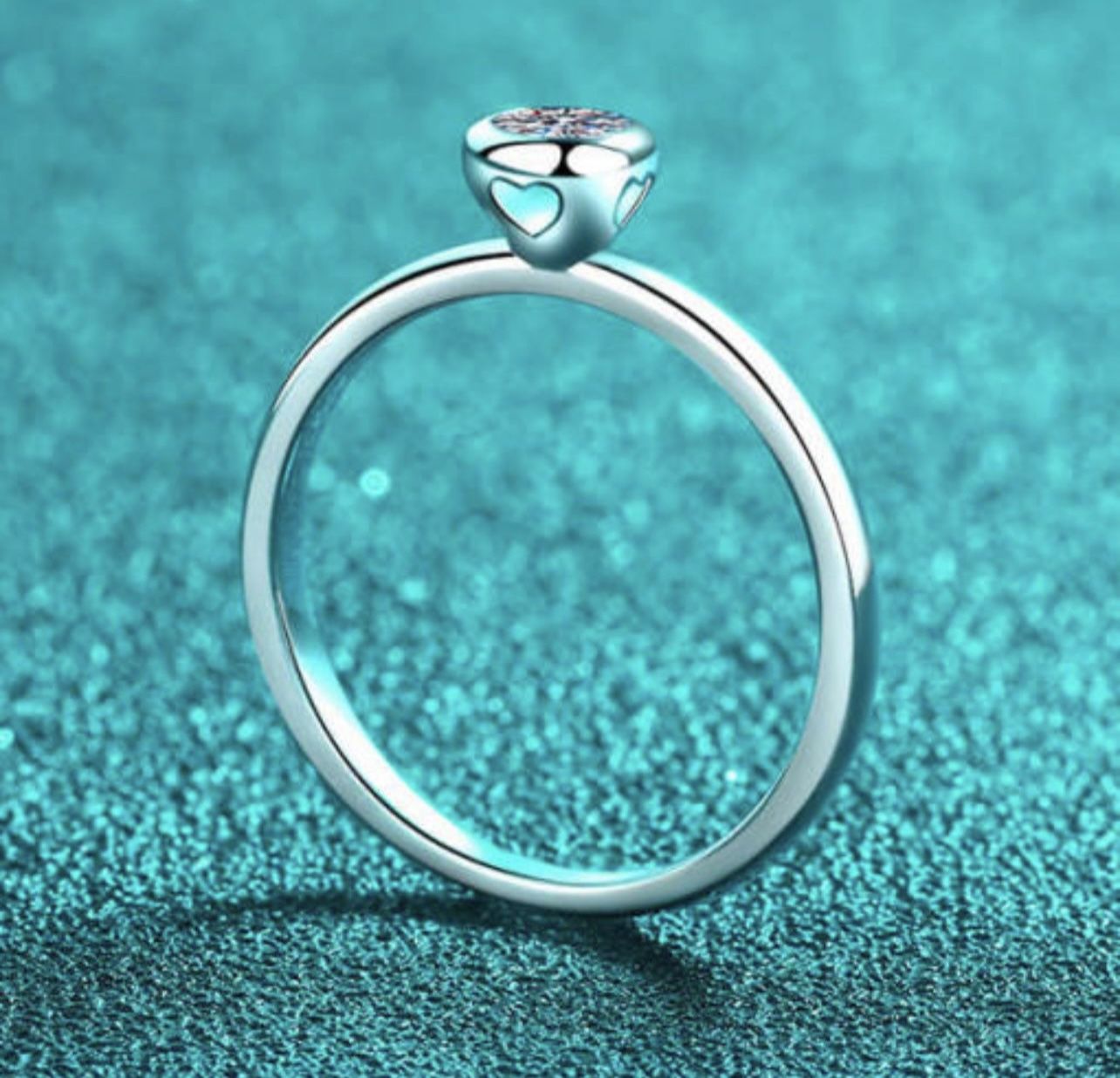 Solid Sterling Silver 925 Heart Moissanite Ring Size 7 & 9