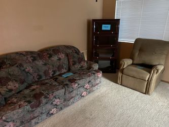 Couch, cabinet and recliner chair