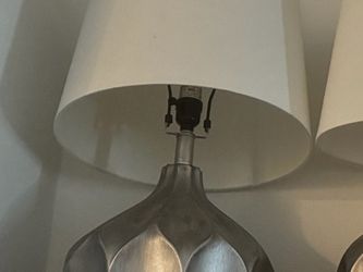 Modern Silver Textured Table Lamp Set