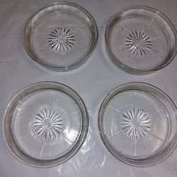 4 Vintage Clear Glass Coasters.