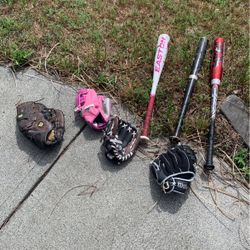 Baseball Bats And Gloves