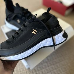 Beige And Black Channel Sneakers 