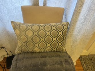 Velvet Throw Pillow. Grey  And Dark Grey 