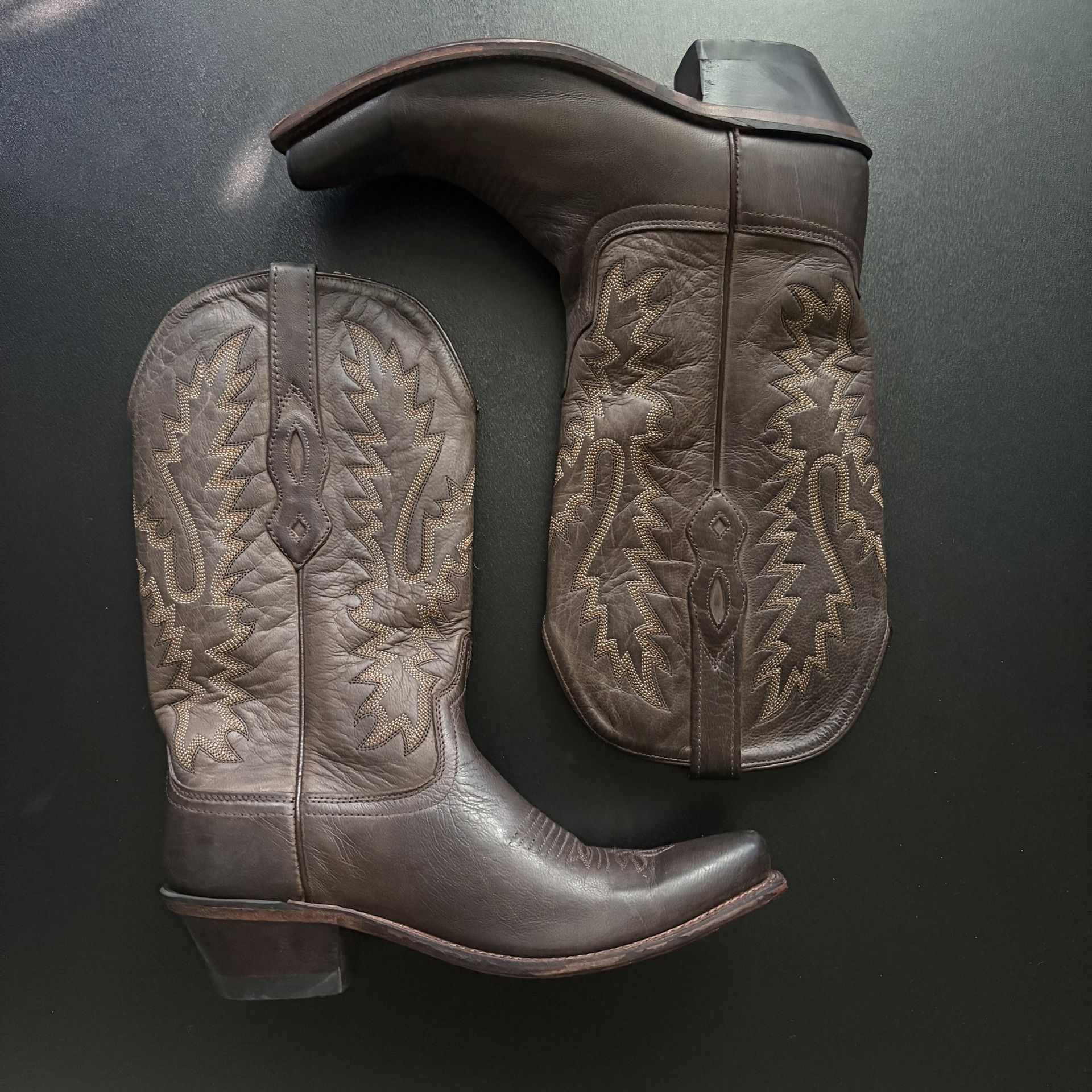 Old West Women's Distressed Leather Western Boot Snip toe boot barn 7D brown