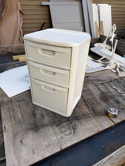 White 3 Drawer Storage Container, drawers open either way 16 by 16, 24 high, $15