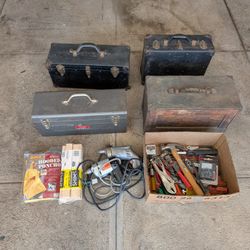 Lot Of Tools And Vintage Tool Boxes Milwaukee Bell Systems