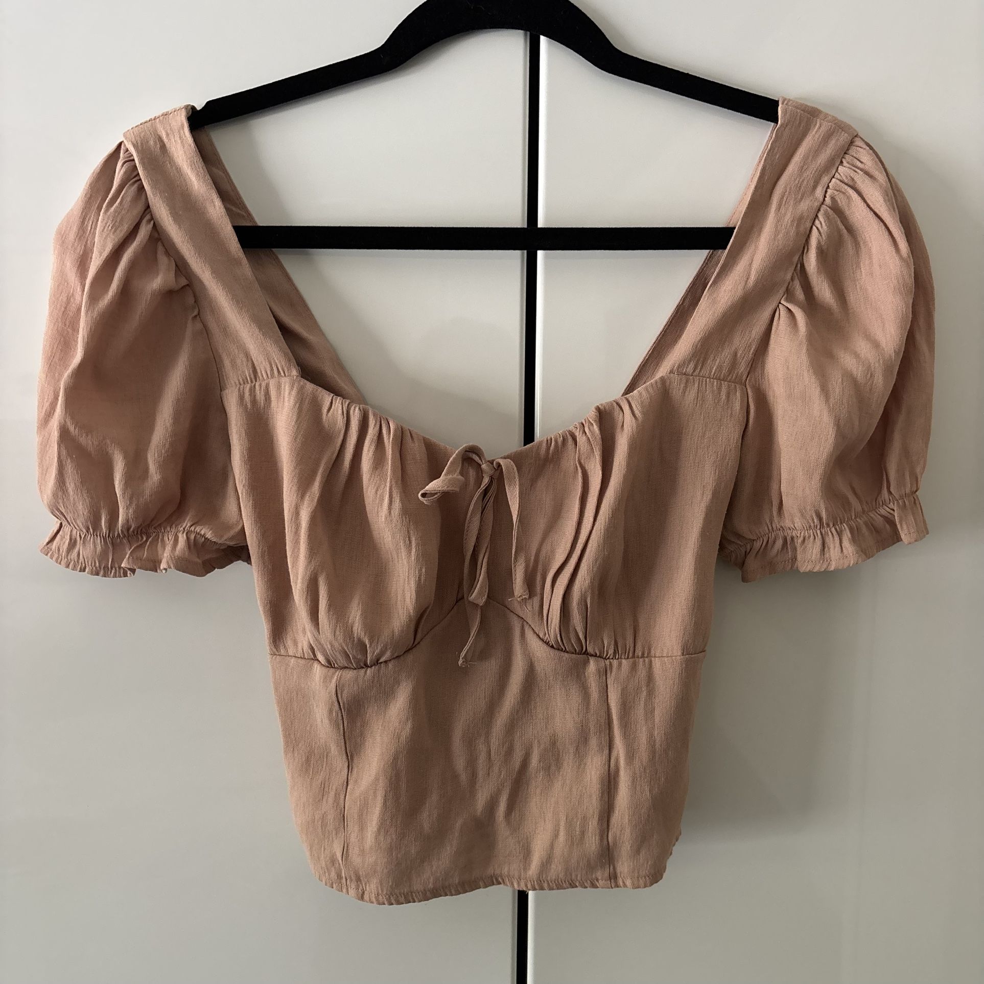 Haute Monde Cropped Corset Bustier Puff Sleeve Top