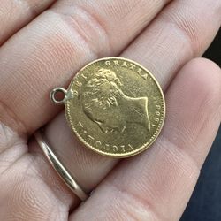 1866 Queen Victoria 22k Half Sovereign Coin Pendant 