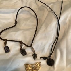 Vintage Chokers And Butterfly Pin  Very 1960s  Bargain 