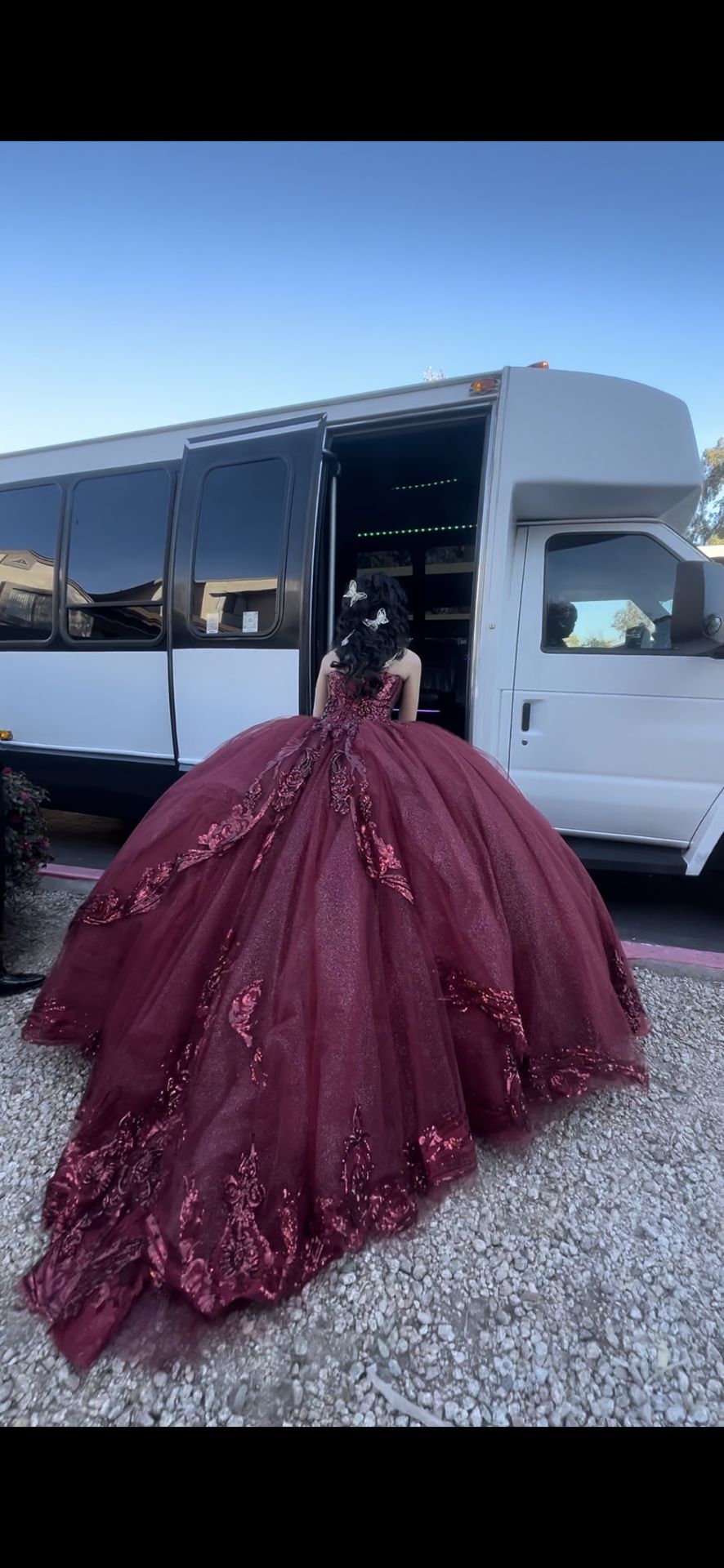 Burgundy Quinceanera Dress With Sequin