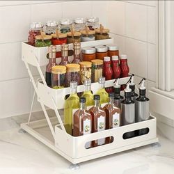 (NEW) 3Tier Spice Rack Black/White