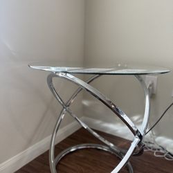 Glass Top And Metal Side Table