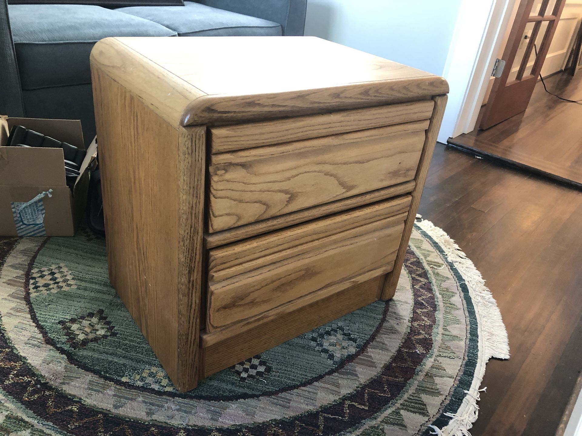 Oak drawer end table
