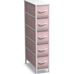Brand new pink narrow 5 drawer dresser - never used!