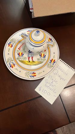 Henriot quimper plate and sugar bowl