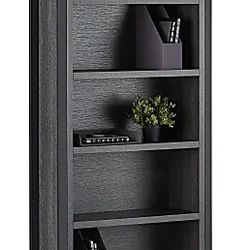 Two (2) DeJori 70"H 5-Shelf Bookcases, Charcoal $155 together.