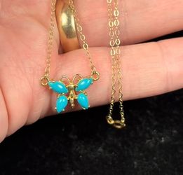 14K Gold Turquoise Necklace with Chain