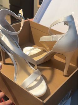 White Strappy Stiletto Heeled Sandals