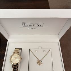 L&Co. Watch, Necklace And Earrings Set