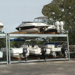 30x15 6 Bay Boat Storage Boat Rack Galvanized Steel Metal Heavy Duty I-Beams 2 Story Building Canopy Roof
