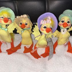 4 Annalee Easter ducks with hats $30 takes all
