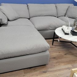 Cloud Sectional Sofa 🛋 Nixon Grey Or White New 4 Segments Washable Cushions Stain Resistant 