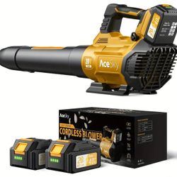 Cordless Leaf Blower - 580CFM/160MPH, 3 Speed Levels, 2 x 4, 0Ah Batteries, Extension Nozzle, Durable Plastic, Ideal for Lawn Care & Outdoor Use, Batt
