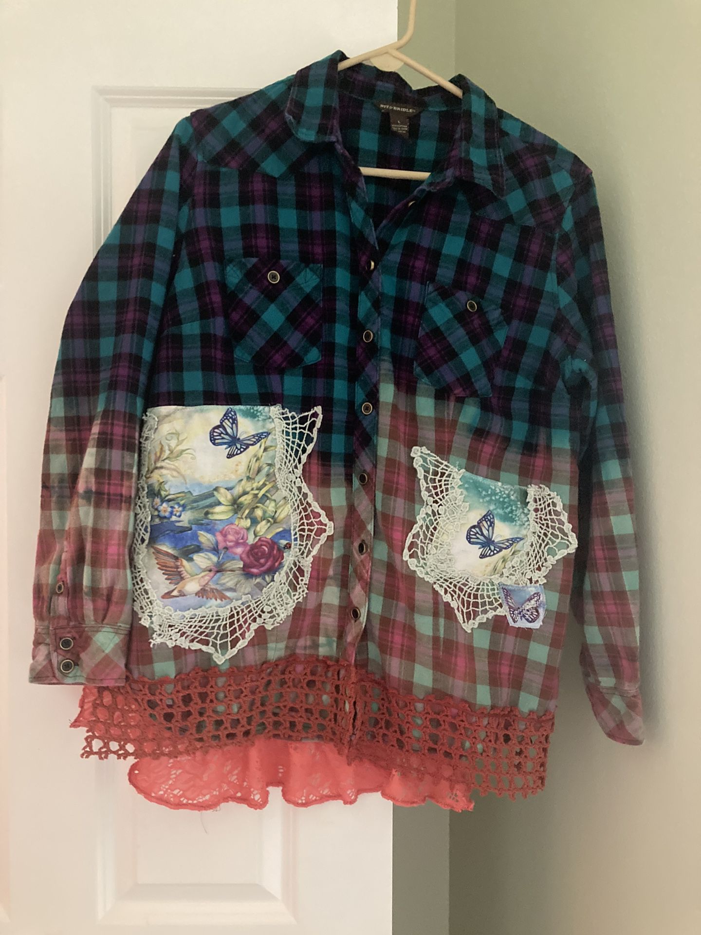 Women’s Flannel Shirt with Patchwork 