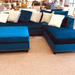 
÷ASK DISCOUNT COUPON😎 sofa Couch Loveseat Living room set sleeper recliner daybed futon ÷  Cind Blue Sectional 