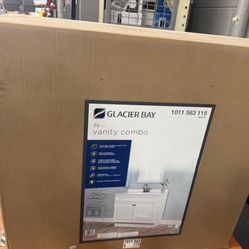 37 in. Single Sink White Bath Vanity with White Cultured Marble Top