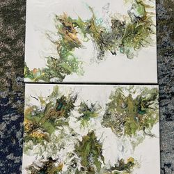 2 16 x 20 fluid art canvas paintings