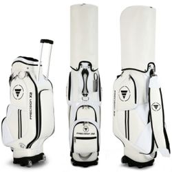 PGM Golf Standard Ball Bag Professional Leather PU Waterproof Golf Cart Club Airbag High Capacity Package With Wheel QB029