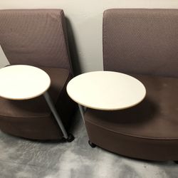 Herman Miller Celeste Mobile Reception Tablet Chair x2, Brown