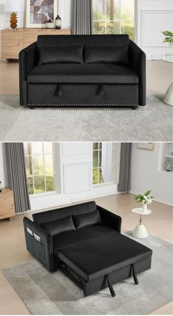 Black Velvet Loveseat Sleeper Sofa